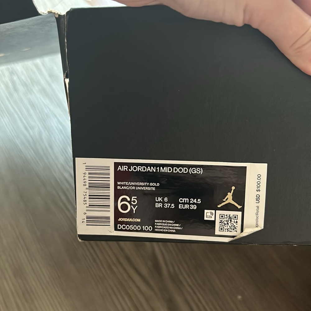 Jordan Air Mid Sneakers in White and Gold